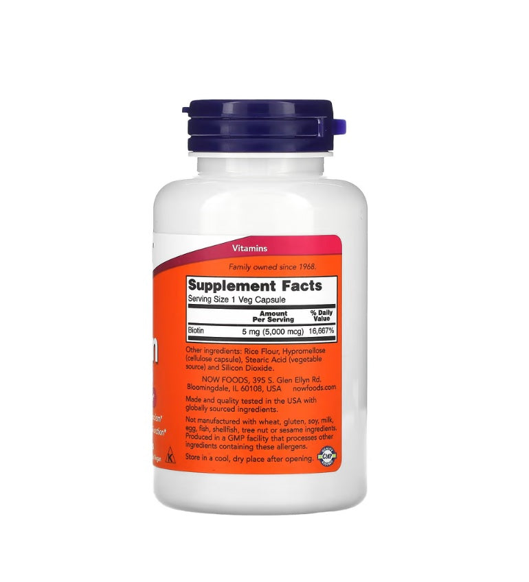 Biotin, 5000mcg - 120 vcaps - Now Foods