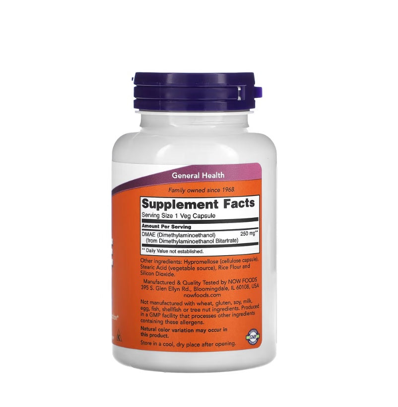 DMAE (Dimethylaminoethanol), 250mg - 100 vcaps - Now Foods