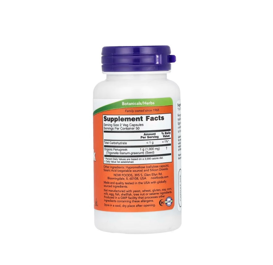 Fenugreek, 500mg - 100 vcaps&nbsp;- NOW Foods