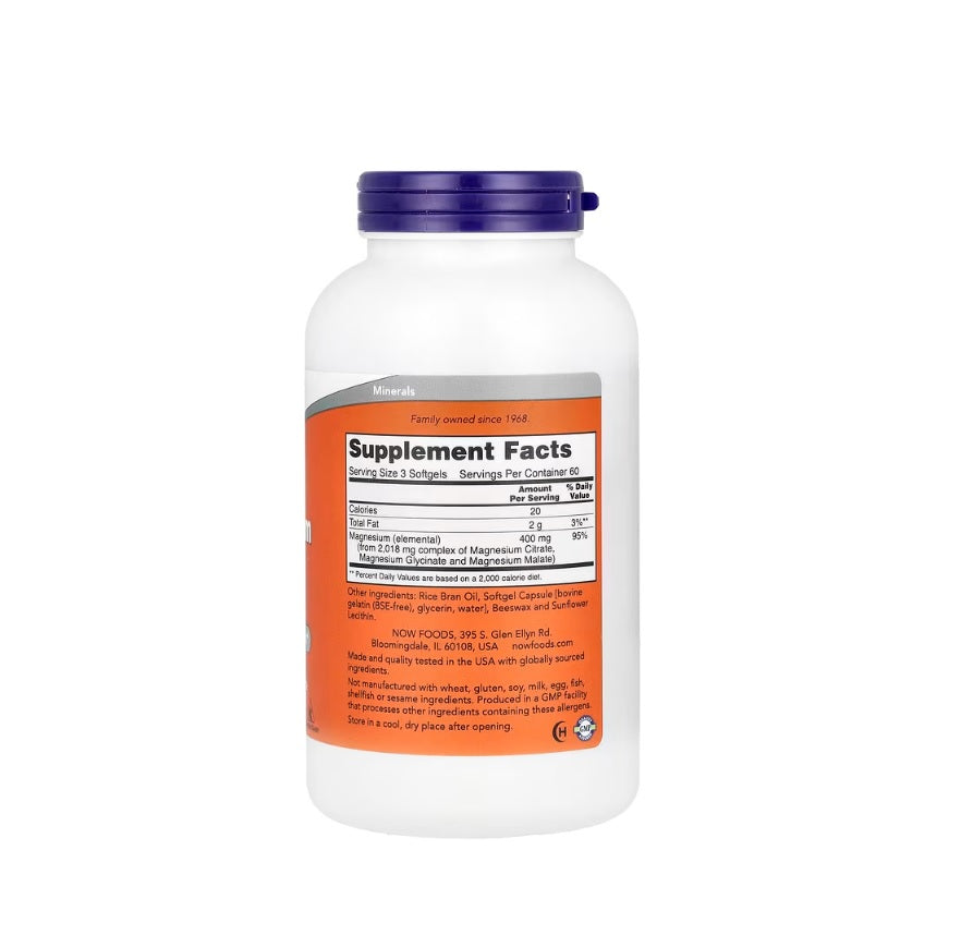 Magnesium Citrate Softgels - 180 softgels - Now Foods