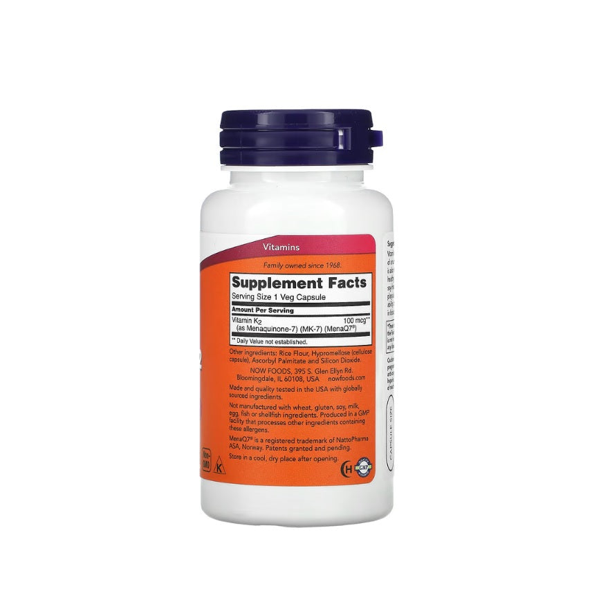 MK-7 Vitamin K-2, 100mcg - 120 vcaps - NOW Foods