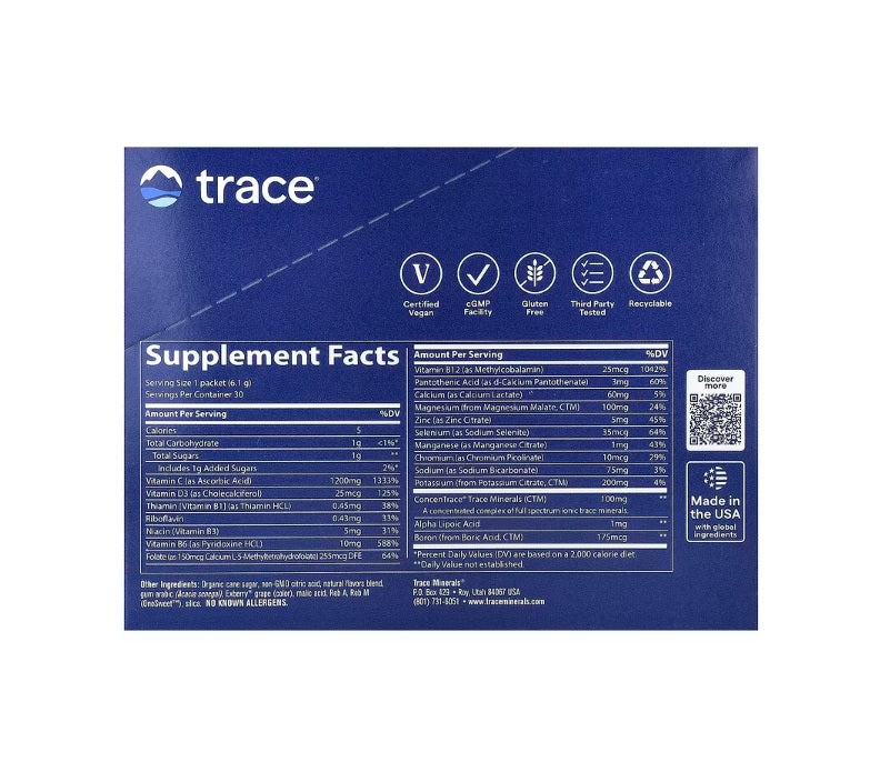 Electrolyte Stamina Power Pak, Pomegranate Blueberry - 30 packets - Trace Minerals