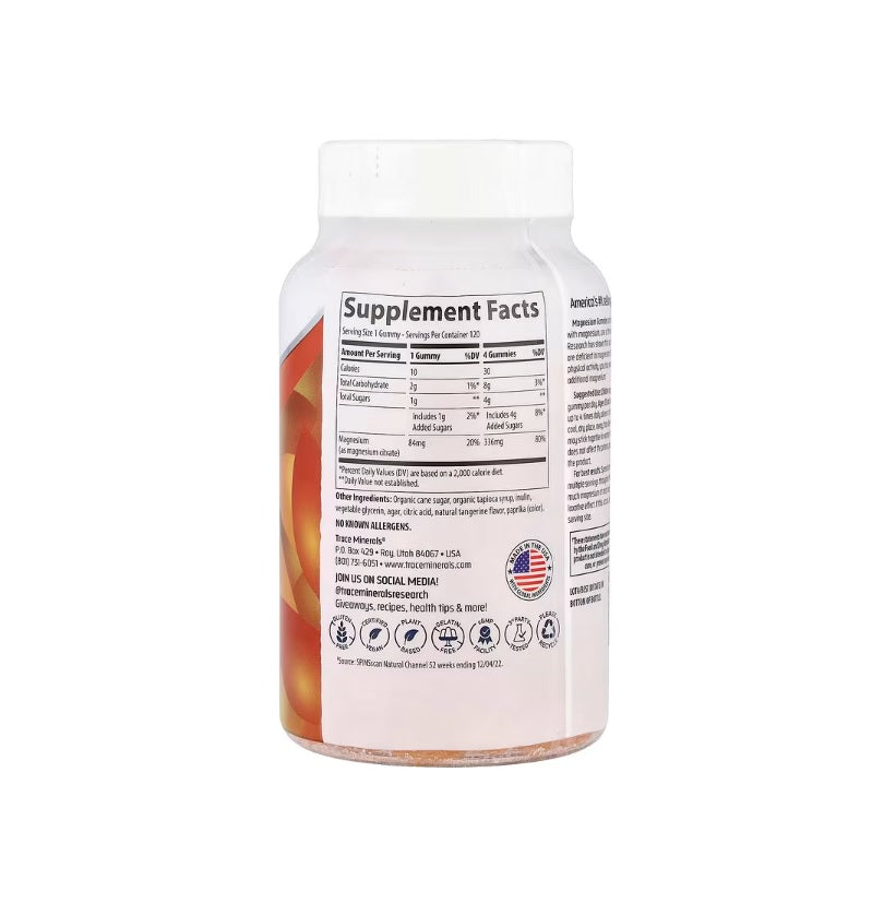 Magnesium Gummies, Tangerine - 120 gummies - Trace Minerals