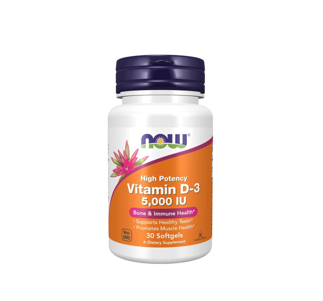 Vitamin D-3, 5000 IU - 30 softgels - NOW Foods