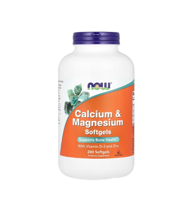 Calcium &amp; Magnesium with Vit D and Zinc - 240 Softgels - Now Foods