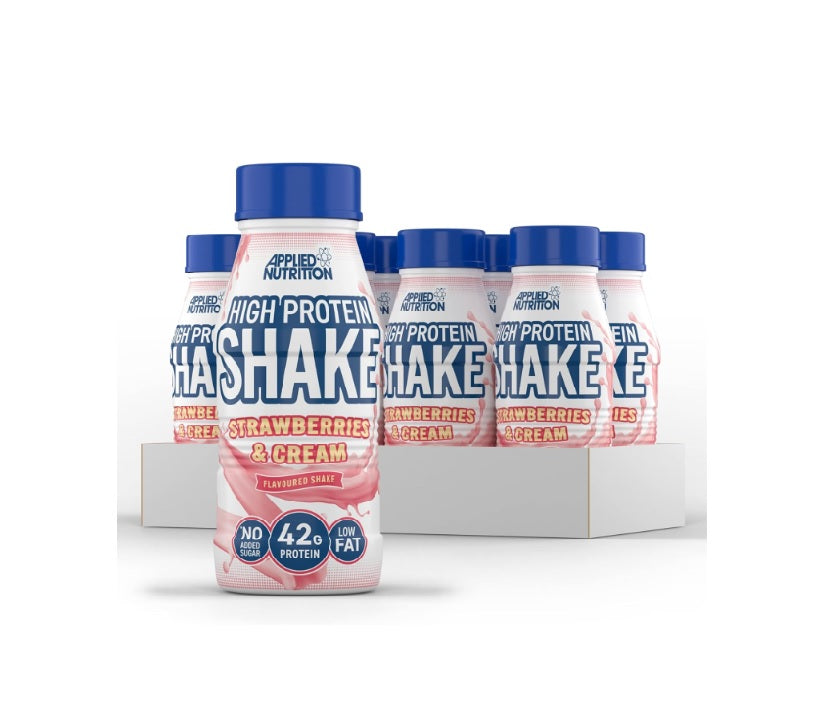 High Protein Shake, Strawberries &amp; Cream - 8 x 500 ml. - Applied Nutrition