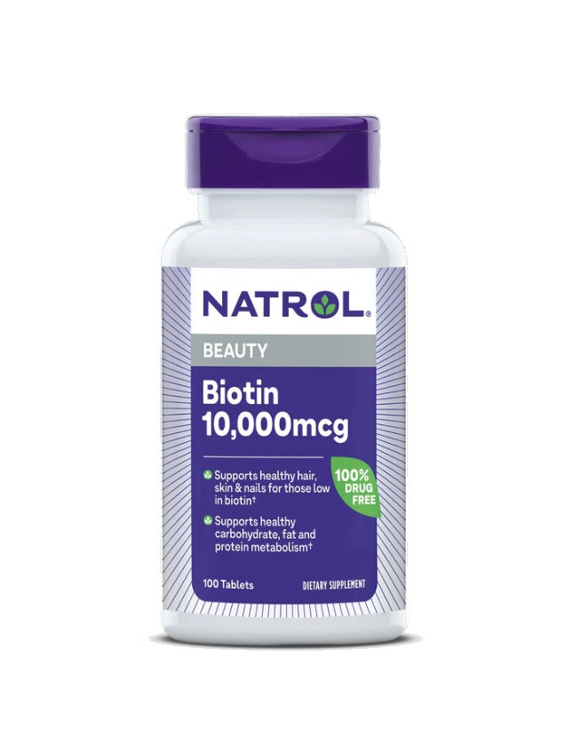 Biotin, 10 000mcg - 100 tablets - Natrol