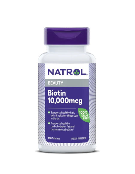 Biotin, 10 000mcg - 100 tablets - Natrol