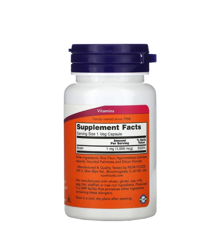 Now Foods Biotin, 1000mcg - 100 vcaps - NOW Foods