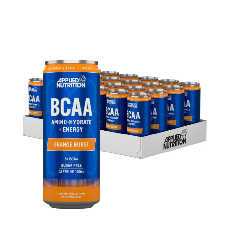 BCAA Amino-Hydrate + Energy Cans, Orange Burst - 24 x 330 ml. - Applied Nutrition