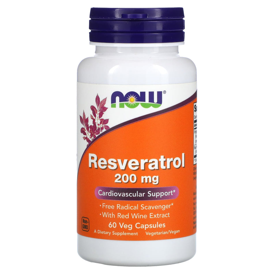 Resveratrol natural con extracto de vino tinto, 200 mg - 60 cápsulas