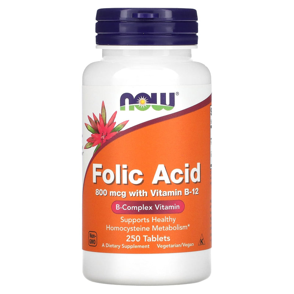 Acido Folico con Vitamina B12, 800mcg - 250 compresse