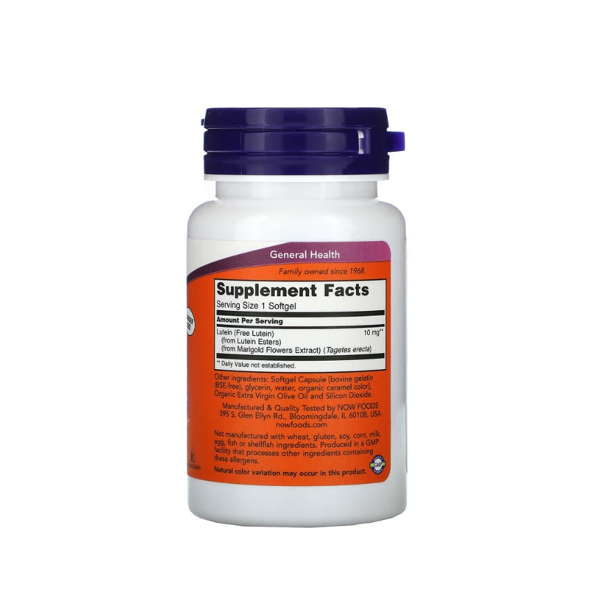 Lutein, 10mg - 120 softgels - NOW Foods