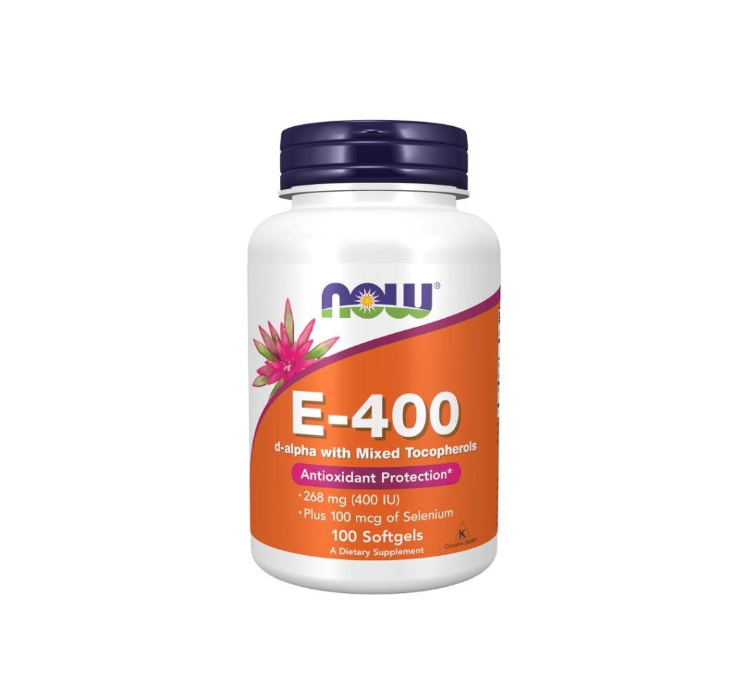 Vitamin E-400 IU with Selenium - 100 softgels - NOW Foods