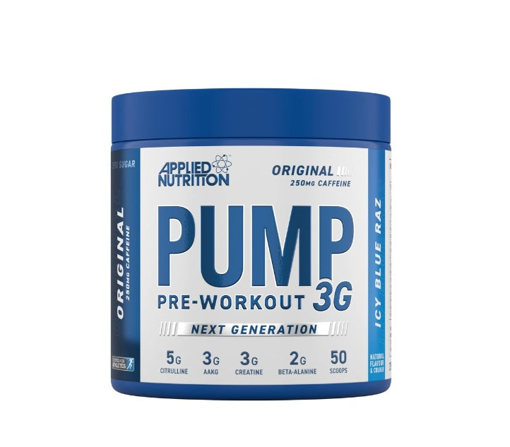 Pump 3G Pre-Workout (Zero Stimulant), Icy Blue Raz - 375 grams - Applied Nutrition