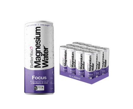 Magnesium Water Focus, Blueberry &amp; Mint - 12 x 250 ml. - BetterYou