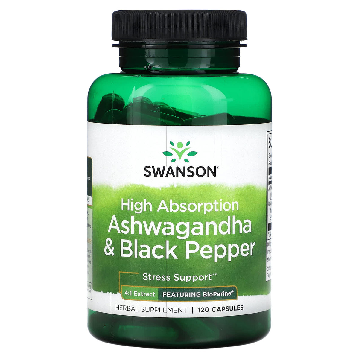 High Absorption Ashwagandha &amp; Black Pepper - 120 caps - Swanson