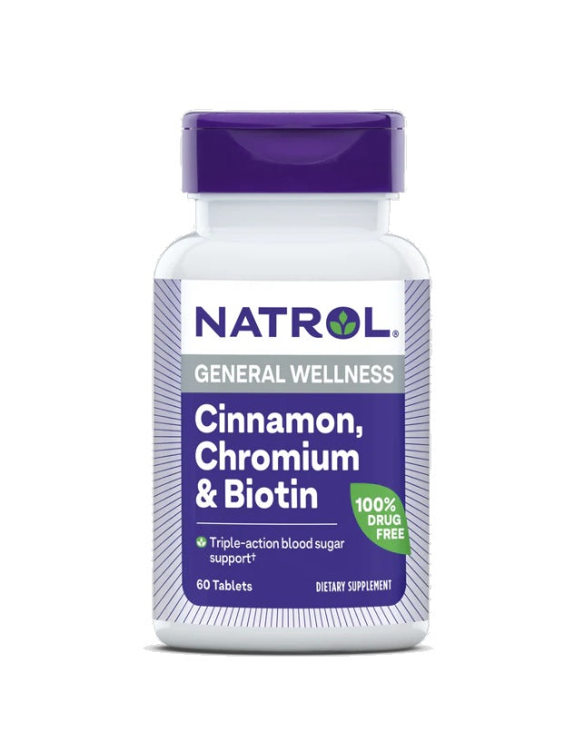 Cinnamon, Chromium &amp; Biotin - 60 tablets - Natrol