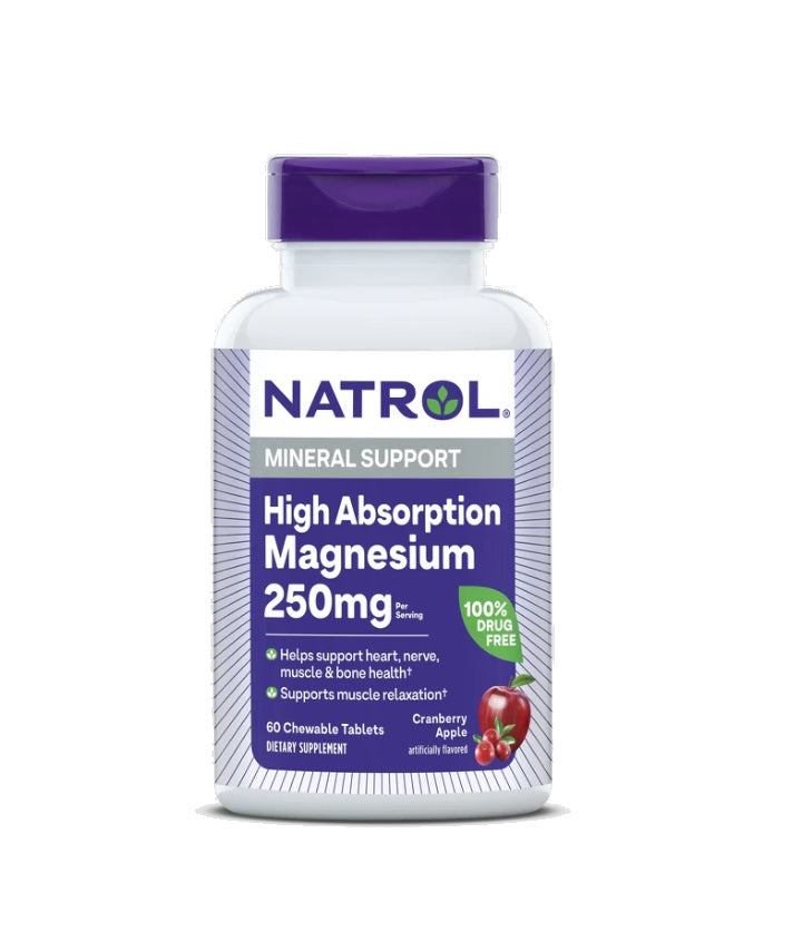 High Absorption Magnesium, 250mg (Cranberry Apple) - 60 chewable tabs - Natrol