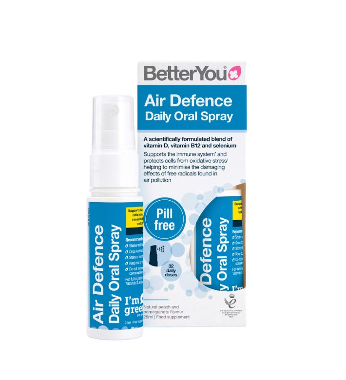 Air Defence Daily Oral Spray, Natural Peach &amp; Pomegranate - 25 ml. - BetterYou