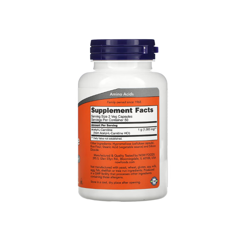 Acetyl-L-Carnitine 500mg 100 vcaps Now Foods