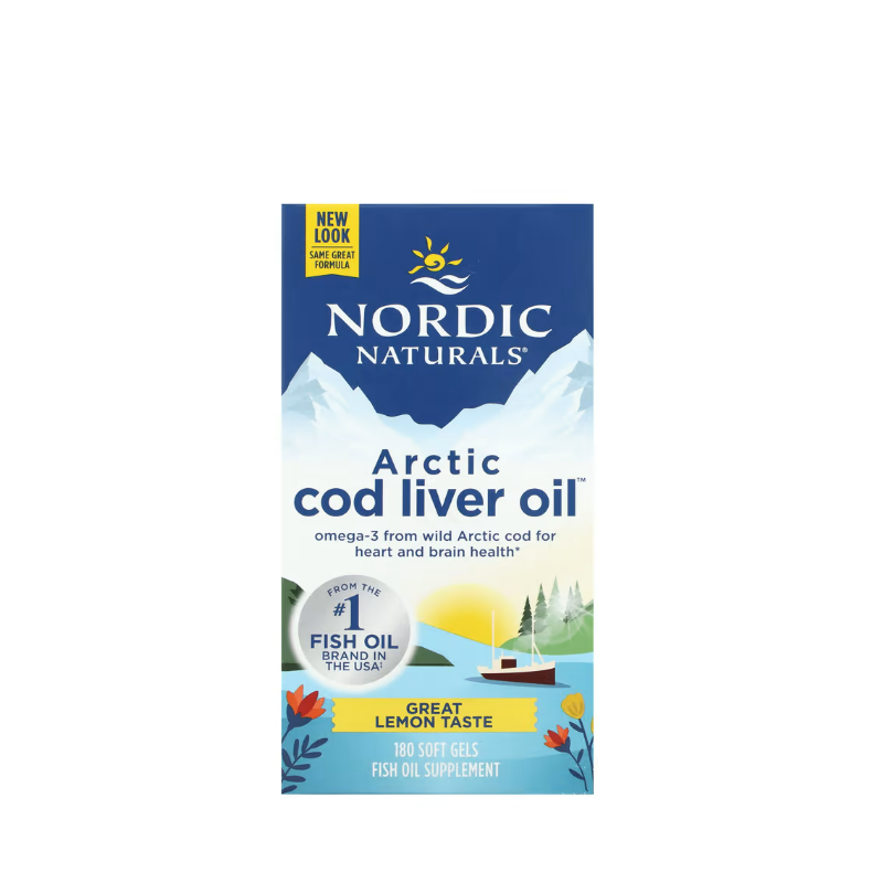 Arctic Cod Liver Oil, 750mg Lemon 180 softgels - Nordic Naturals