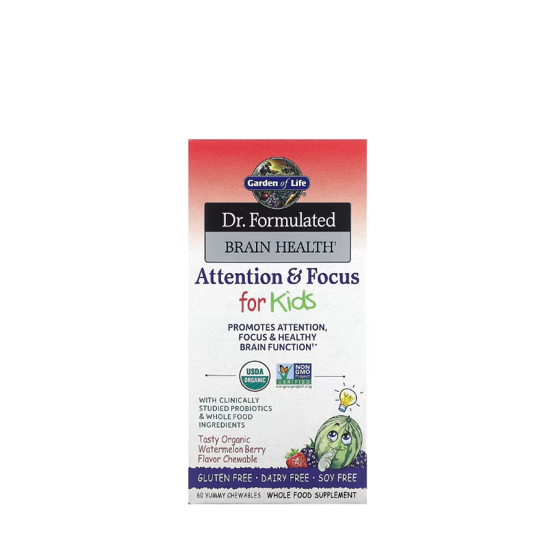 Dr. Formulated Attention & Focus for Kids, Watermelon Berry 60 chewables - Garden Of Life