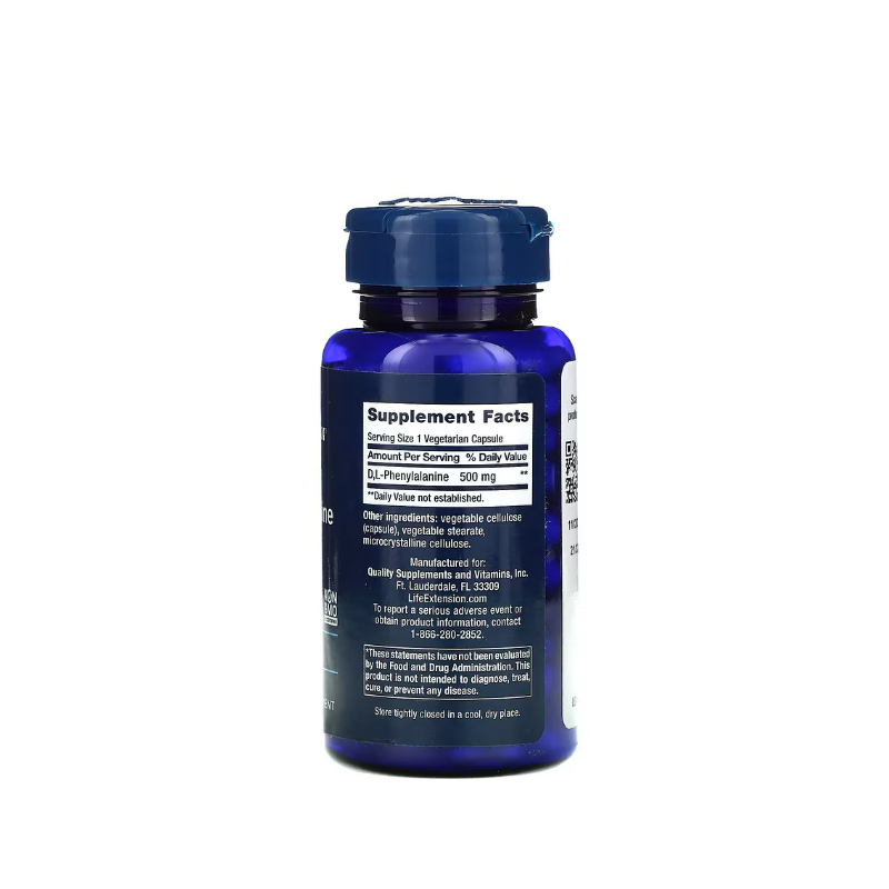 D L-Phenylalanine, 500mg 100 vcaps - Life Extension