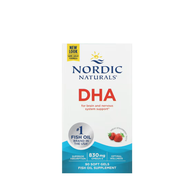 DHA, 830mg Strawberry 90 softgels - Nordic Naturals