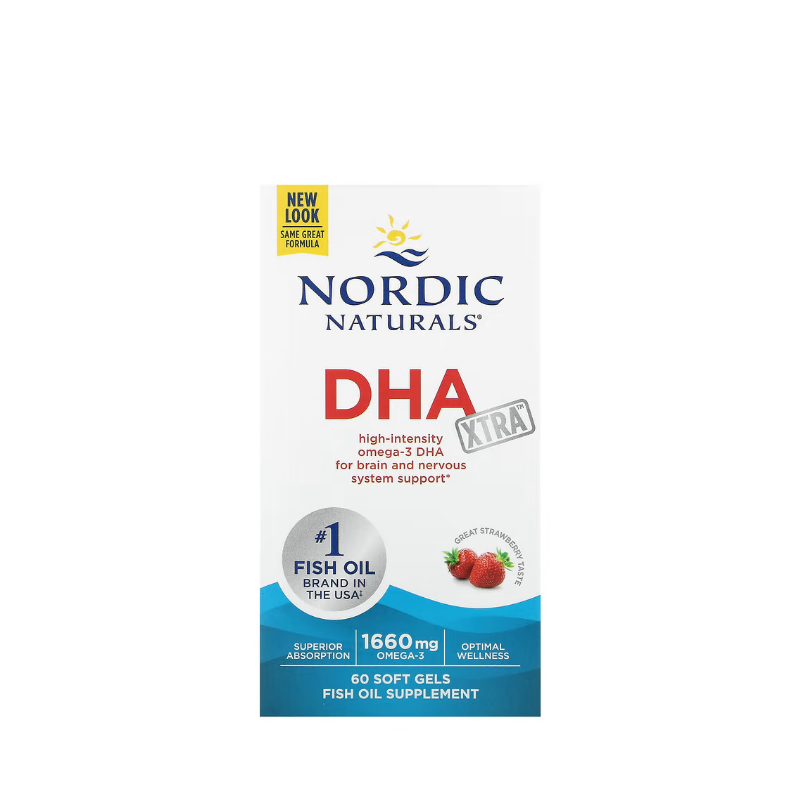 DHA Xtra, 1660mg Strawberry 60 softgels - Nordic Naturals
