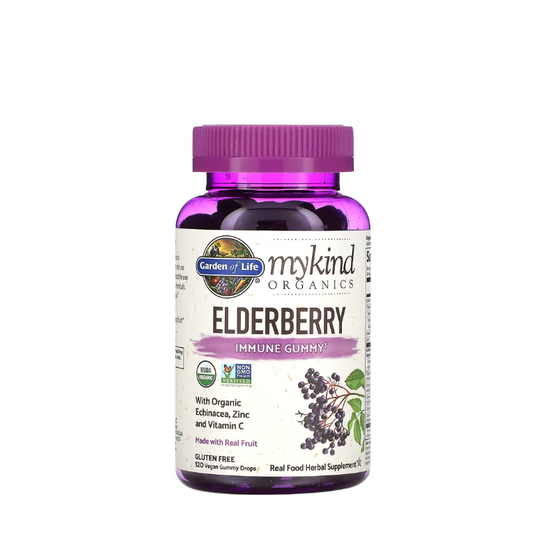 Mykind Organics Elderberry, Real Fruit 120 vegan gummy drops - Garden Of Life