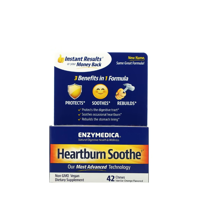 Heartburn Relief, Vanilla-Orange 42 chewables Enzymedica