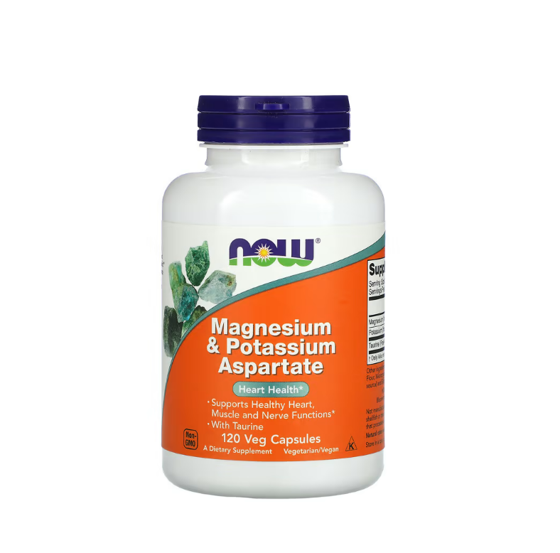 Magnesium & Potassium Aspartate with Taurine 120 vcaps Now Foods