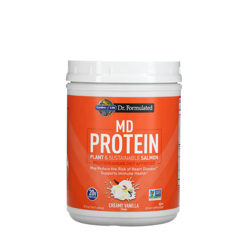 Dr. Formulated MD Protein Plant & Sustainable Salmon Powder, Creamy Vanilla 644 grams - Garden Of Life