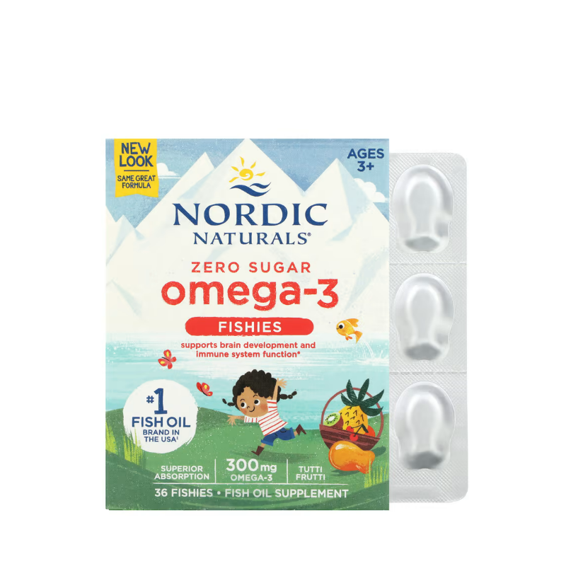 Nordic Omega-3 Fishies, 300mg Yummy Tutti Frutti Taste 36 fishies - Nordic Naturals 