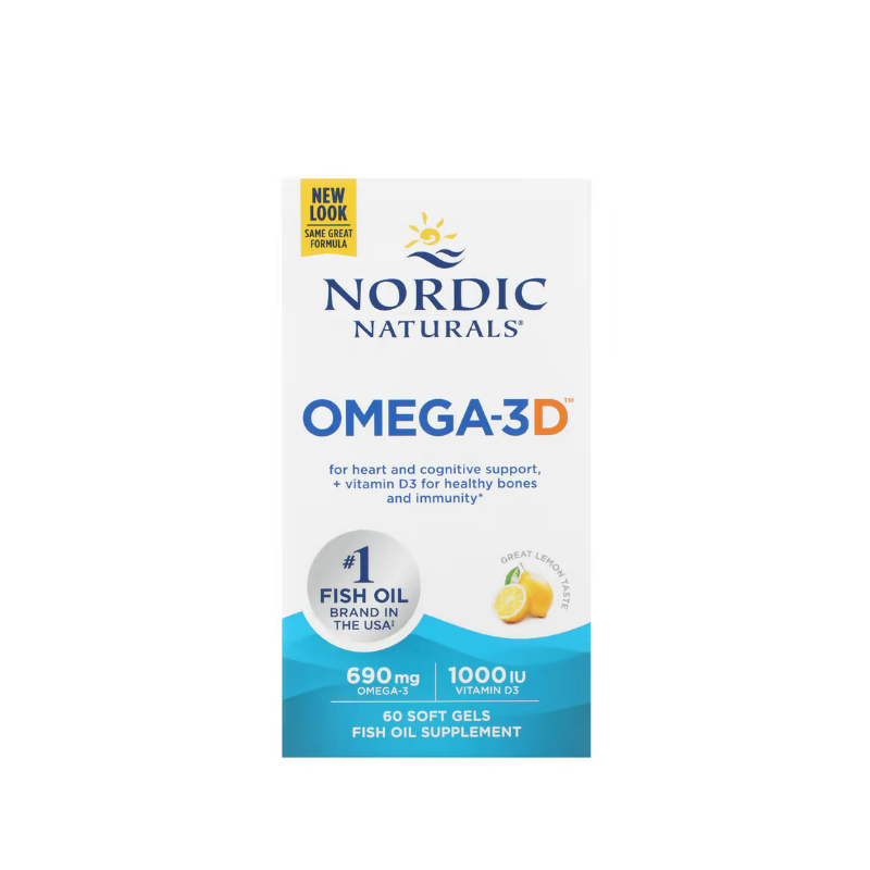 Omega-3D, 690mg Lemon 60 softgels - Nordic Naturals