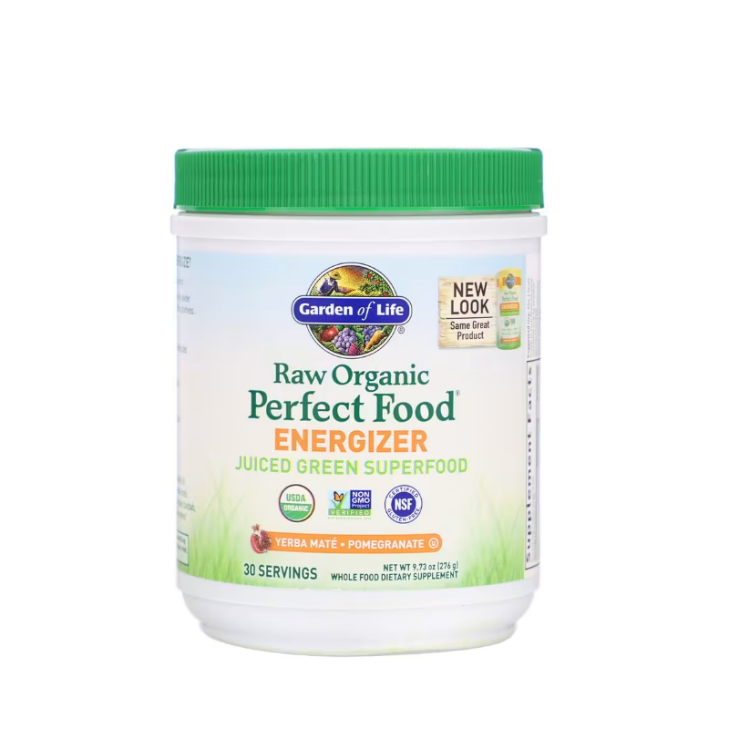 Raw Organic Perfect Food Energizer, Yerba Mate & Pomegranate 276 grams - Garden Of Life