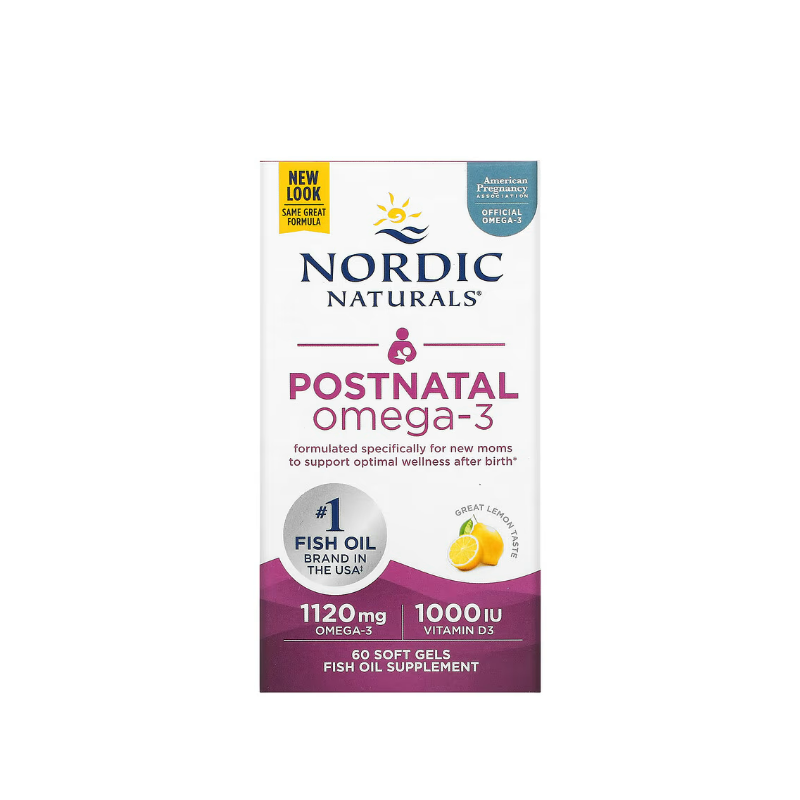 Postnatal Omega-3, 1120mg Lemon 60 softgels - Nordic Naturals