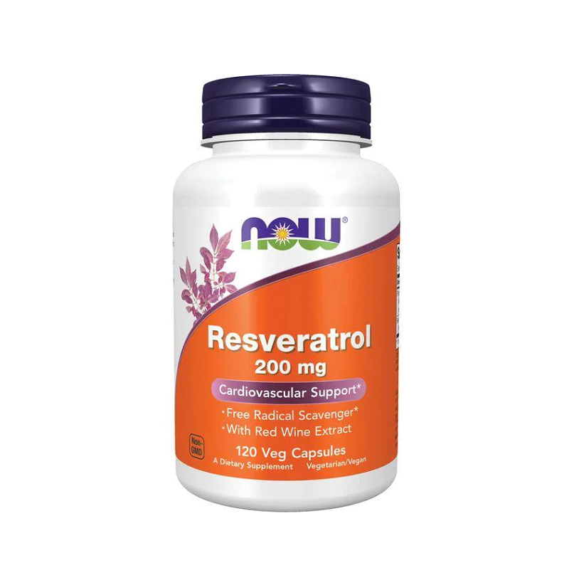 Natural Resveratrol with Red Wine Extract, 200mg 120 vcaps Now Food