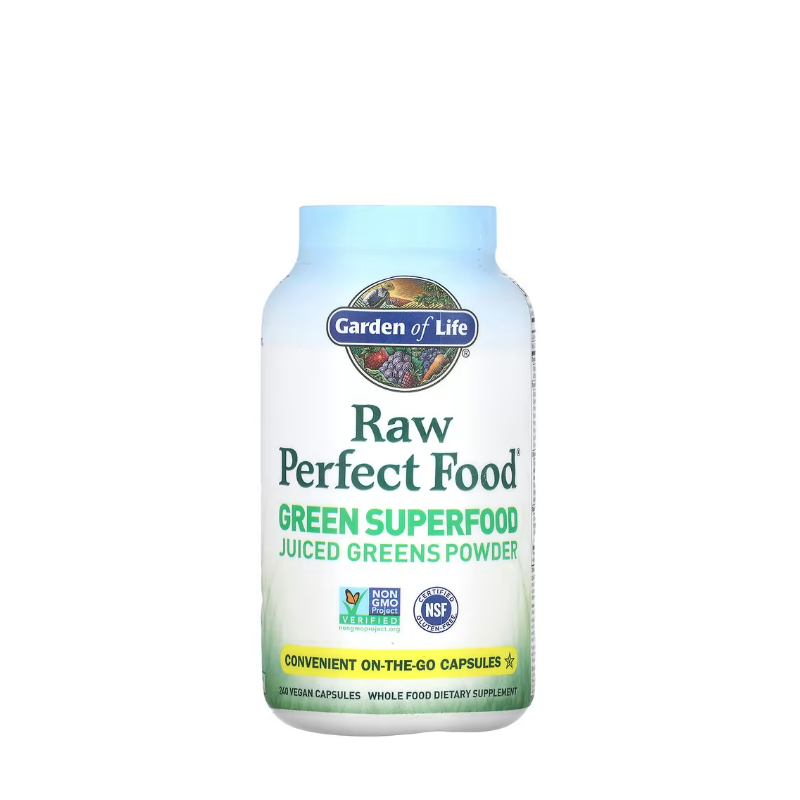 Raw Perfect Food, Green Superfood (Juiced Greens Powder) 240 vcaps - Garden of Life