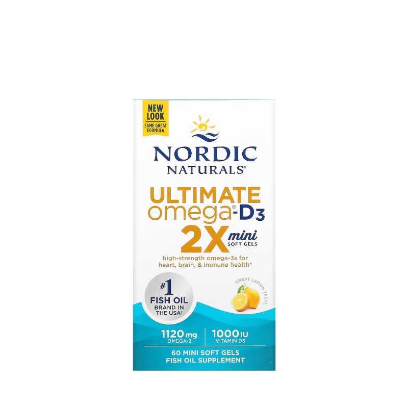 Ultimate Omega 2X Mini with Vitamin D3, 1120mg Lemon 60 softgels - Nordic Naturals