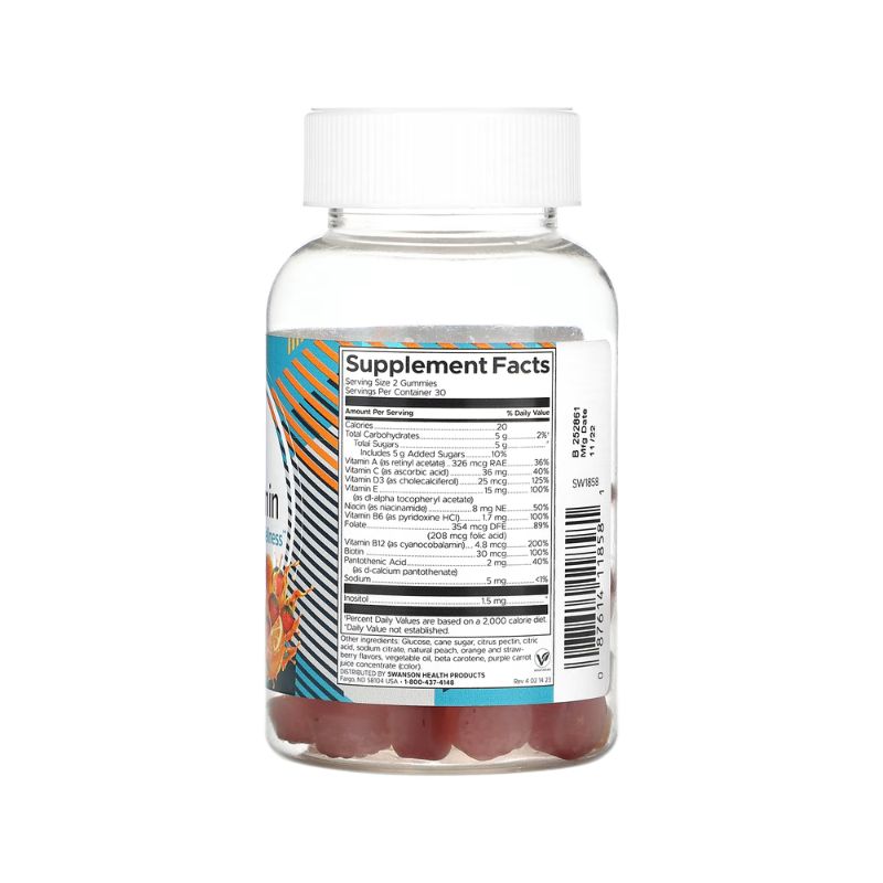 Adult Multivitamin, Peach, Orange & Strawberry - 60 gummies