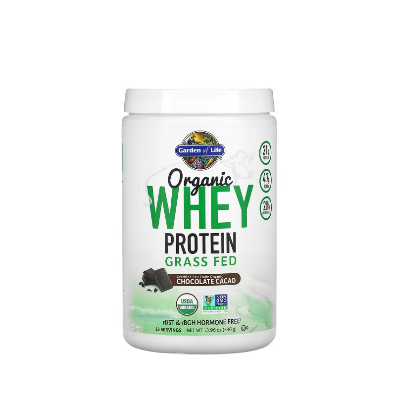 Organic Whey Protein - Grass Fed, Chocolate Cacao 396 grams - Garden Of Life