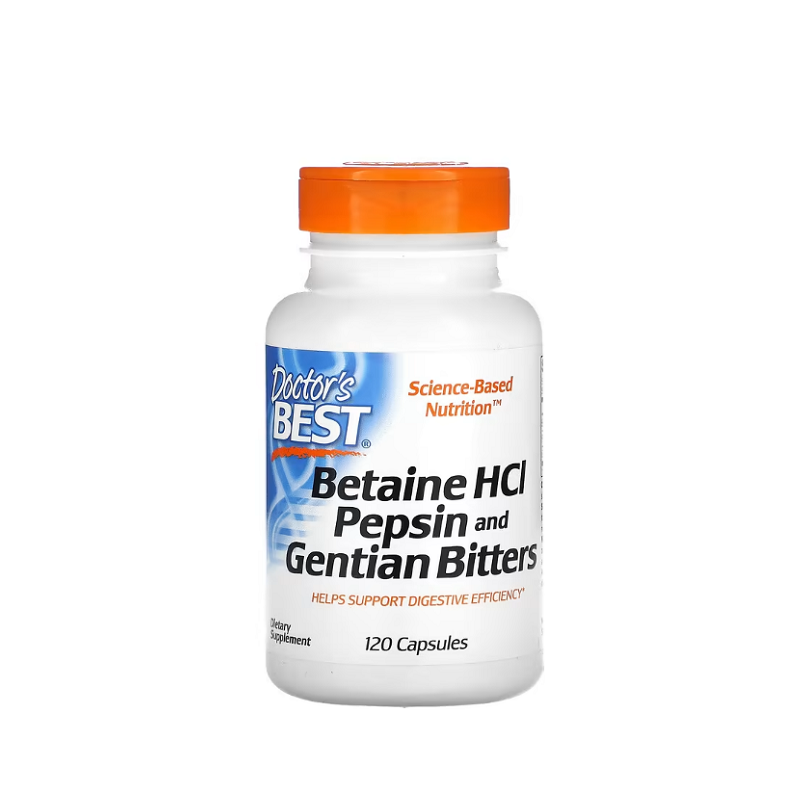 Betaine HCl Pepsin & Gentian Bitters 120 caps - Doctor's Best