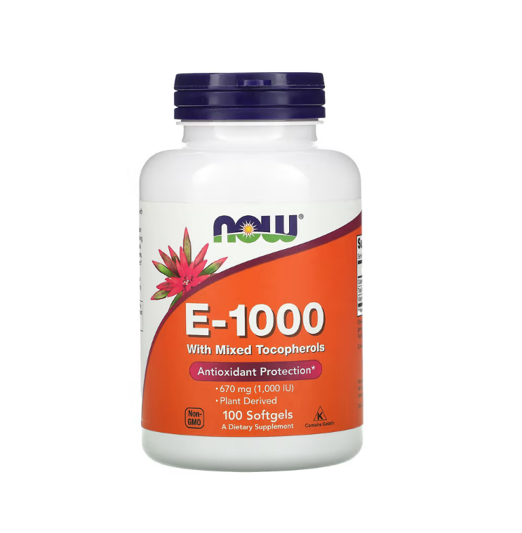 Vitamin E-1000 - Natural (Mixed Tocopherols) - 100 softgels Now Foods