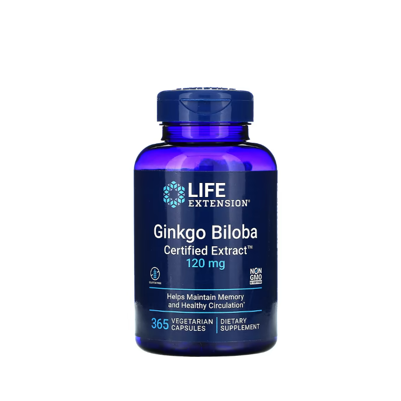 Ginkgo Biloba, Certified Extract, 120mg 365 vcaps - Life Extension