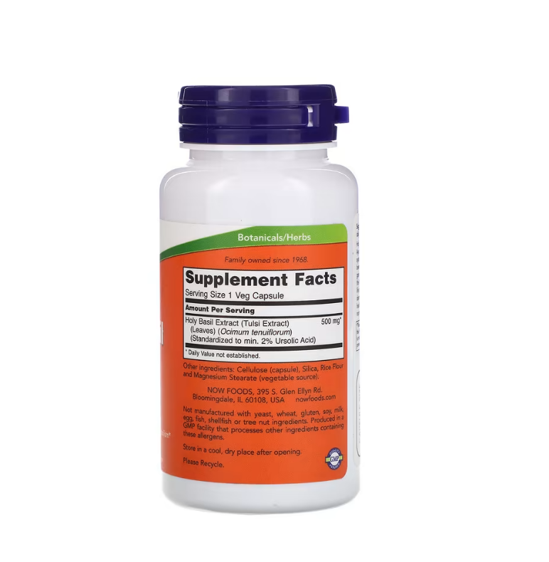 Holy Basil Extract, 500mg 90 vcaps NOW Foods