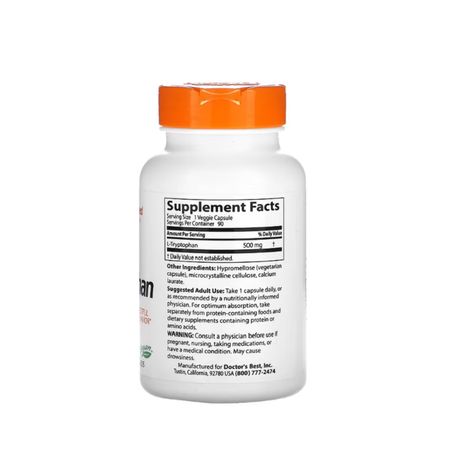 L-Tryptophan with TryptoPure, 500mg 90 vcaps - Doctor's Best
