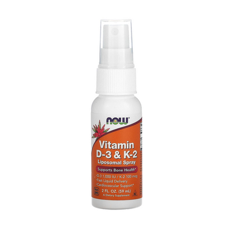 Vitamin D-3 & K-2 Liposomal Spray - 59 ml. Now Foods