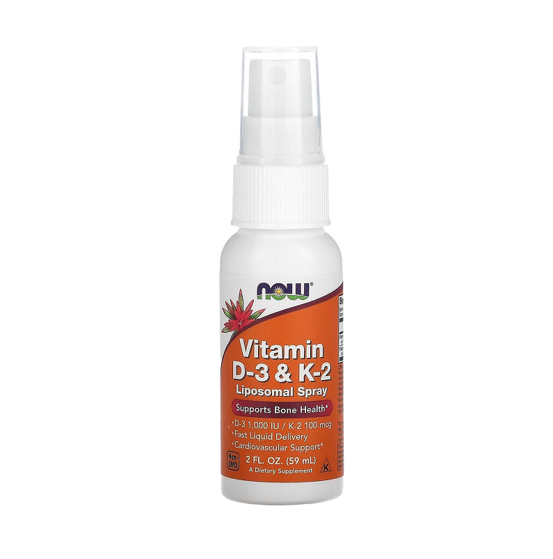 Vitamin D-3 & K-2 Liposomal Spray - 59 ml. Now Foods